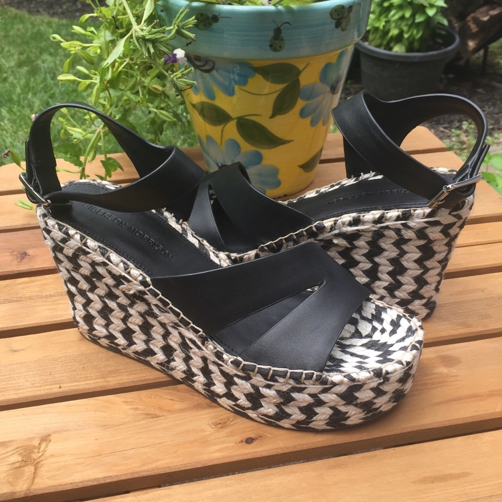Sigerson Morrison Black & White Wedge Sandal 8.5M - Picture 9 of 16